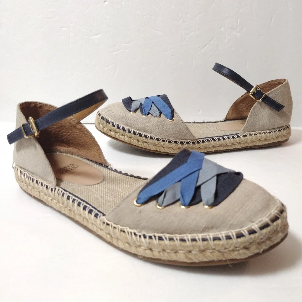 Anthropology Jasper & Jeera Village Espadrilles Adjustable Ankle Strap Flats 6